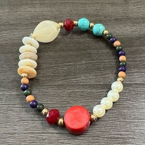 Colorful Bead Pearl Disc Bracelet